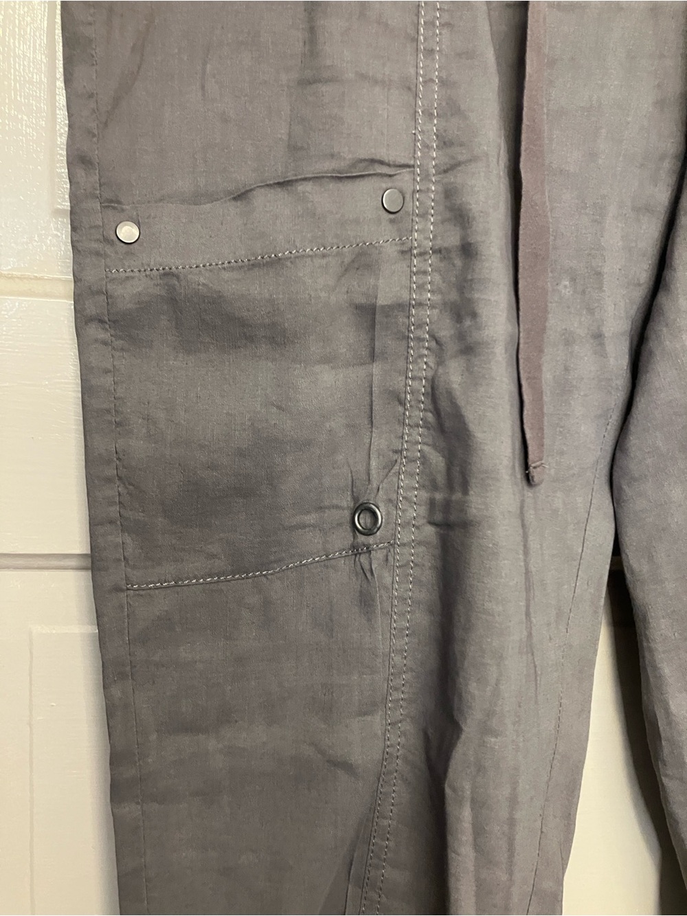 Eileen Fisher Linen Gray Lightweight Ankle Cargo Pants size 10 - Picture 6 of 6
